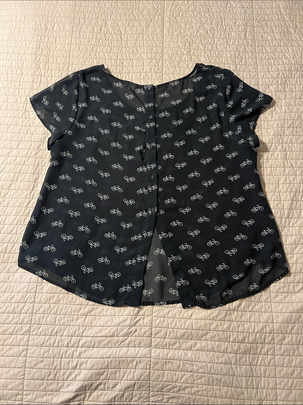 Two torrid Tops Size 1 - Short Sleeve Bicycle Print & Sleeveless Bird Print - Picture 7 of 15